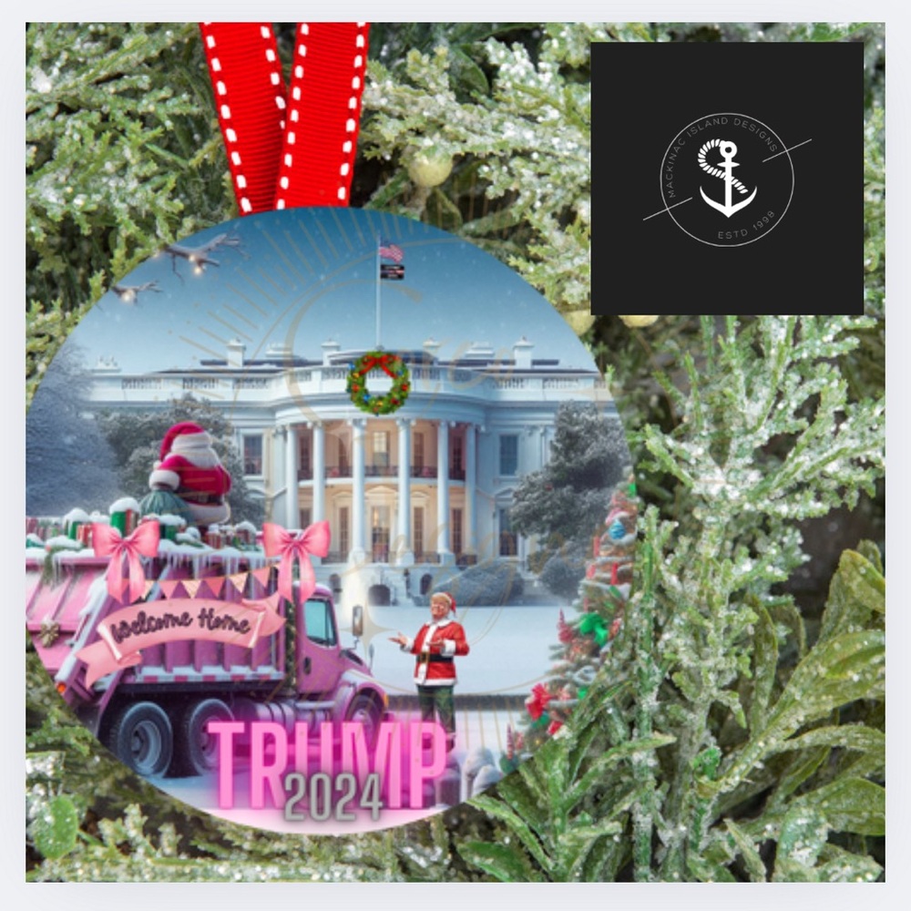Making Christmas Merry Again Trump Ornament NEW Garbage Truck White House
